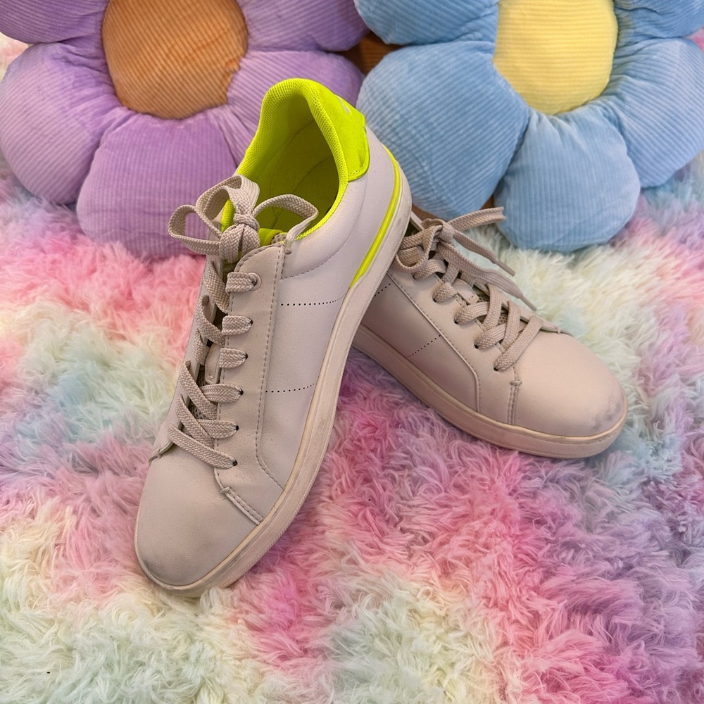 Stylish COACH Women's Sneakers in Cream and Neon Yellow